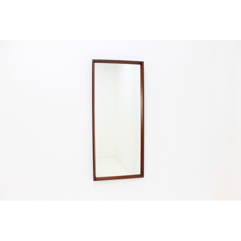 Vintage danish rectangular teak mirror