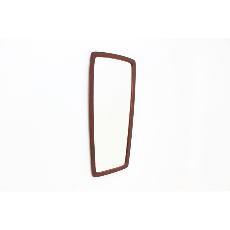 Vintage danish rectangular and oval teak mirror