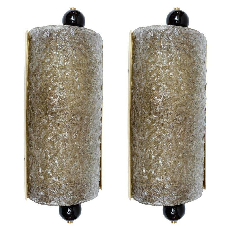 Set of 2 vintage wall lamps in Murano glass