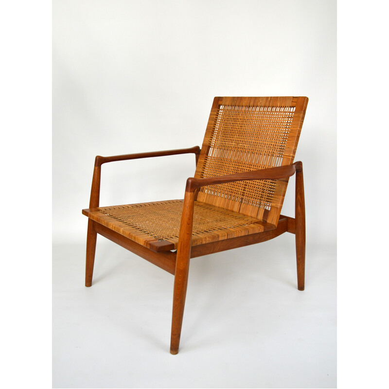 Armchair n°96 in oak, teak and cane, Finn JUHL, Soren Willadsen edition - 1956