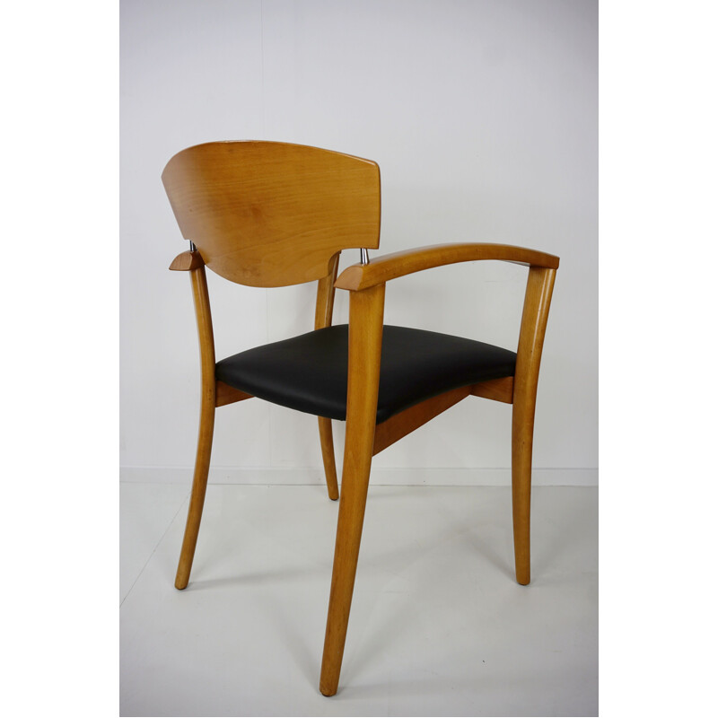 Set of 6 vintage chairs in solid beechwood 1980