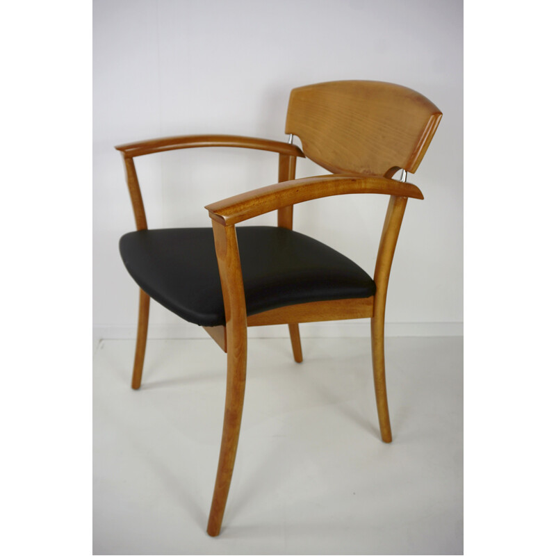 Set of 6 vintage chairs in solid beechwood 1980