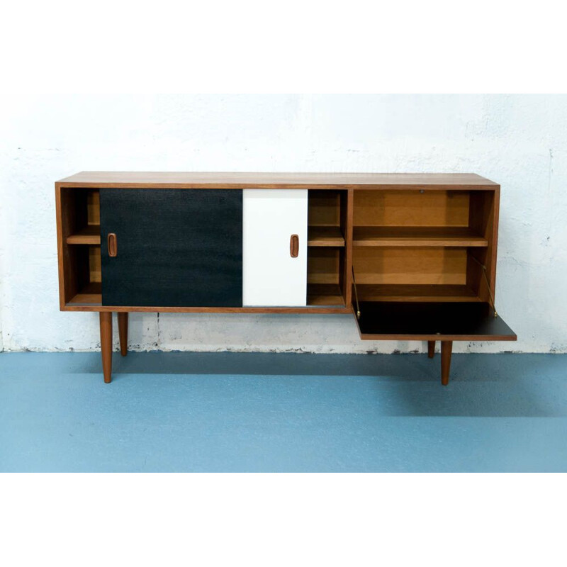 Vintage scandinavian sideboard in teak cubic design 1960