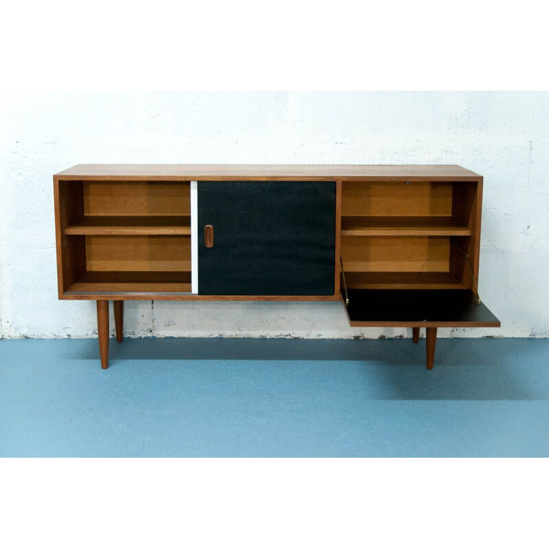 Vintage scandinavian sideboard in teak cubic design 1960