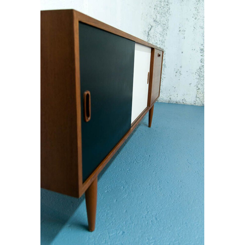 Enfilade vintage scandinave en teck design cubique 1960