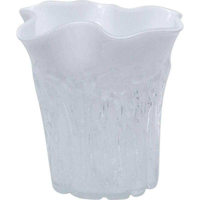 Vase vintage blanc en verre de Murano 1990