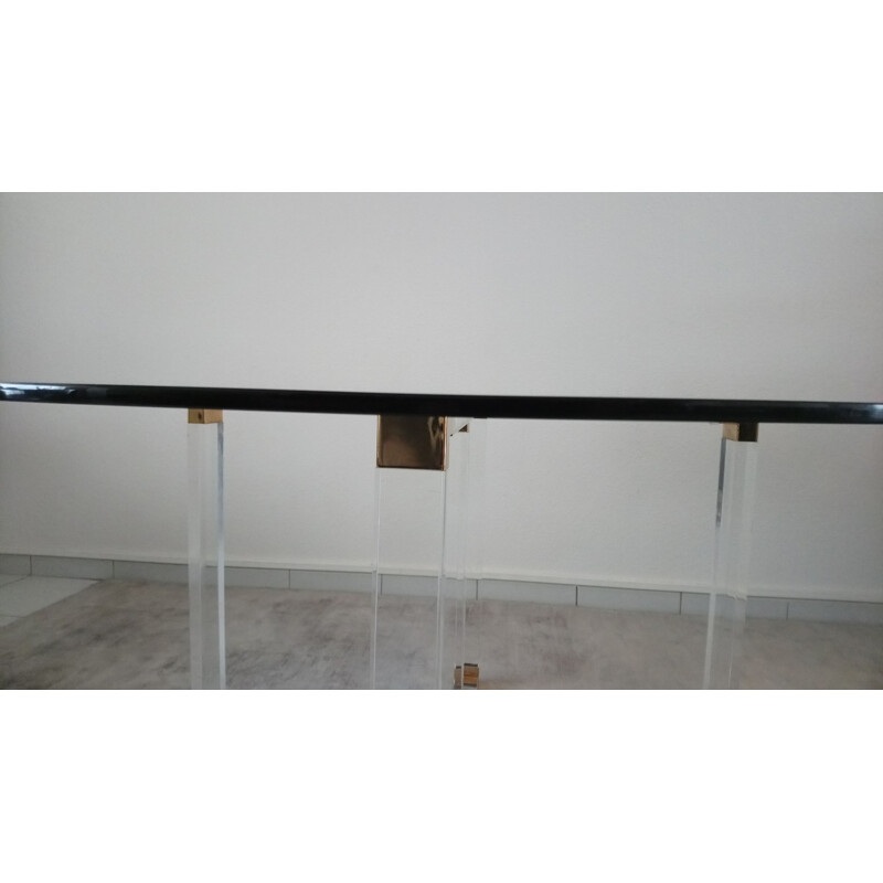 Vintage plexiglass and glass dining table for Metalarte 1970