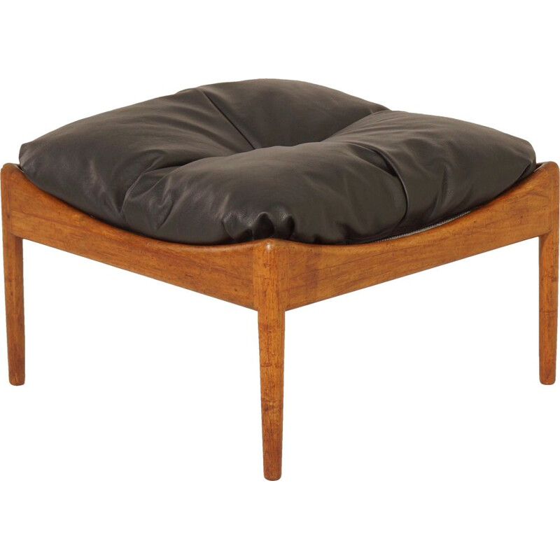 Vintage leather Foot Stool by Kristian Vedel 1960