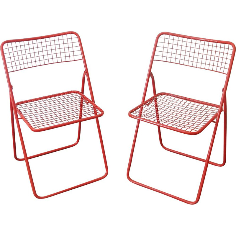 Set of 2 vintage red chairs "Ted Net" by Niels Gammelgaard