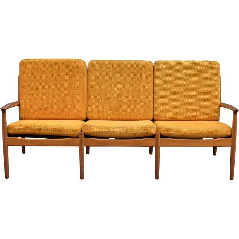 Vintage Danish orange 3-seater sofa