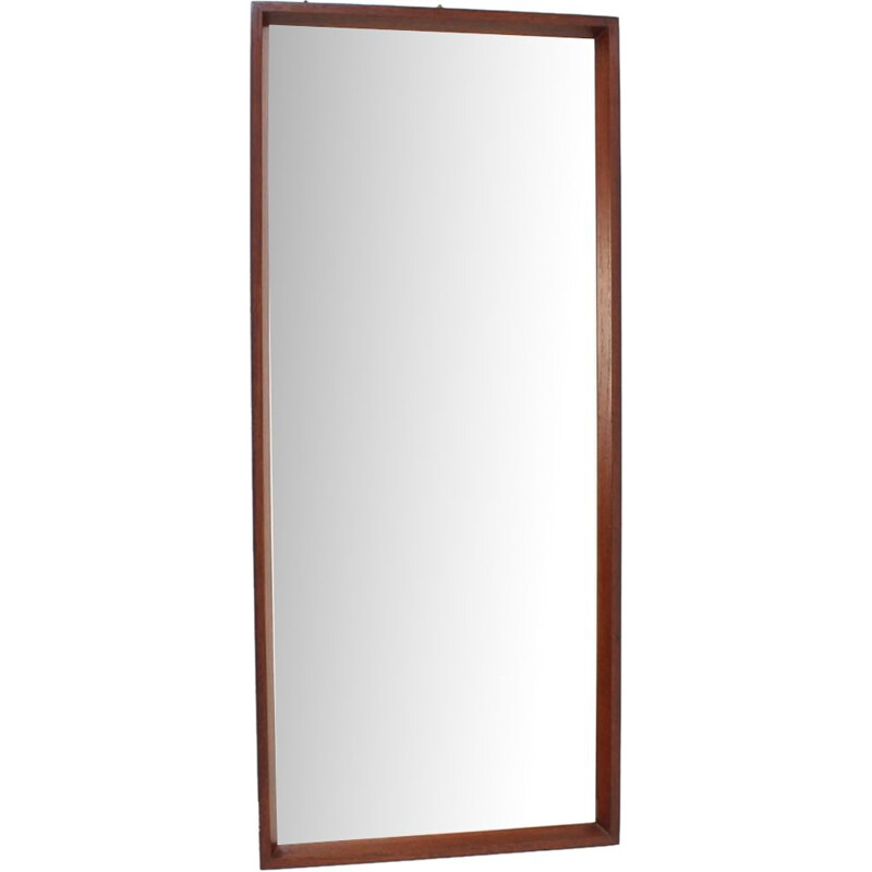 Vintage danish rectangular teak mirror