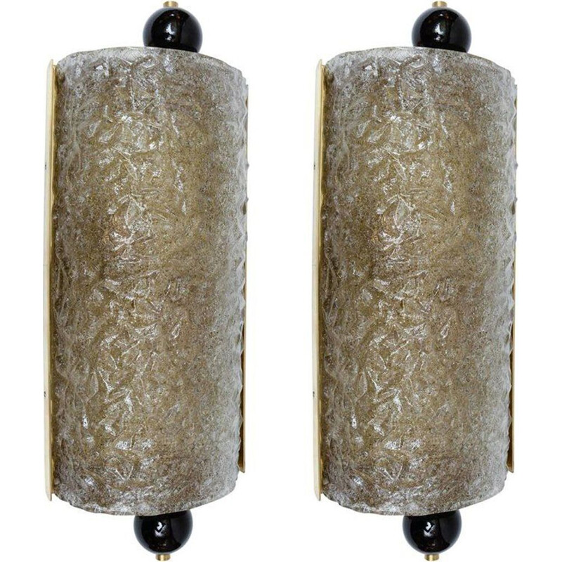 Set of 2 vintage wall lamps in Murano glass
