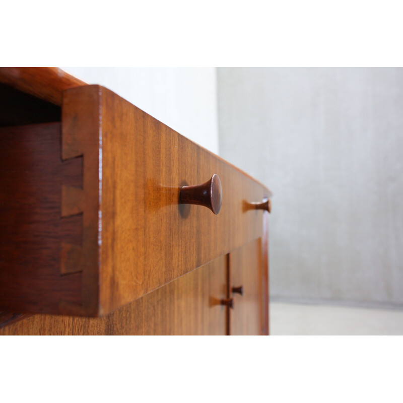 Vintage english sideboard in walnut wood by Vanson 1950