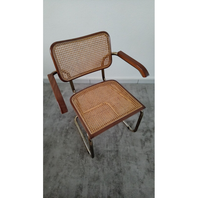 Vintage Italian chair "CESCA B64" in cane by Marcel Breuer