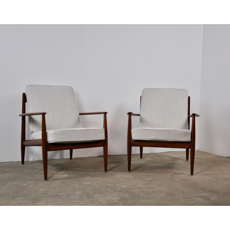 Set of 2 vintage armchairs in teak by Grete Jalk for France & Daverkosen