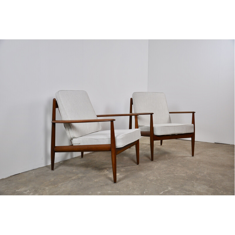 Set of 2 vintage armchairs in teak by Grete Jalk for France & Daverkosen