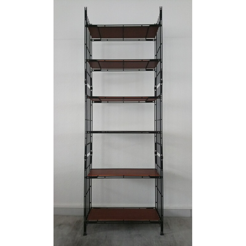 Vintage adjustable shelves with 12 elements in metal and wood