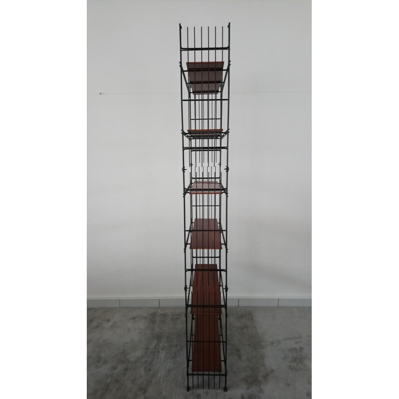 Vintage adjustable shelves with 12 elements in metal and wood