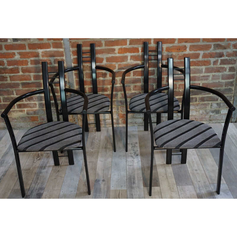 Set of 4 vintage Italian chairs in metal