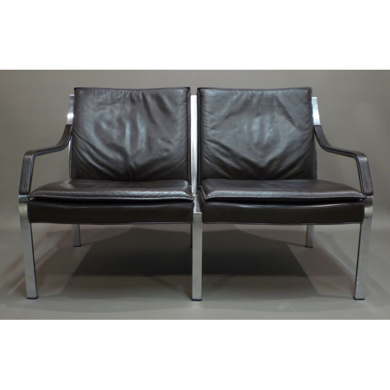 Vintage sofa in leather and steel, Preben FABRICIUS, Walter Knoll edition - 1970s