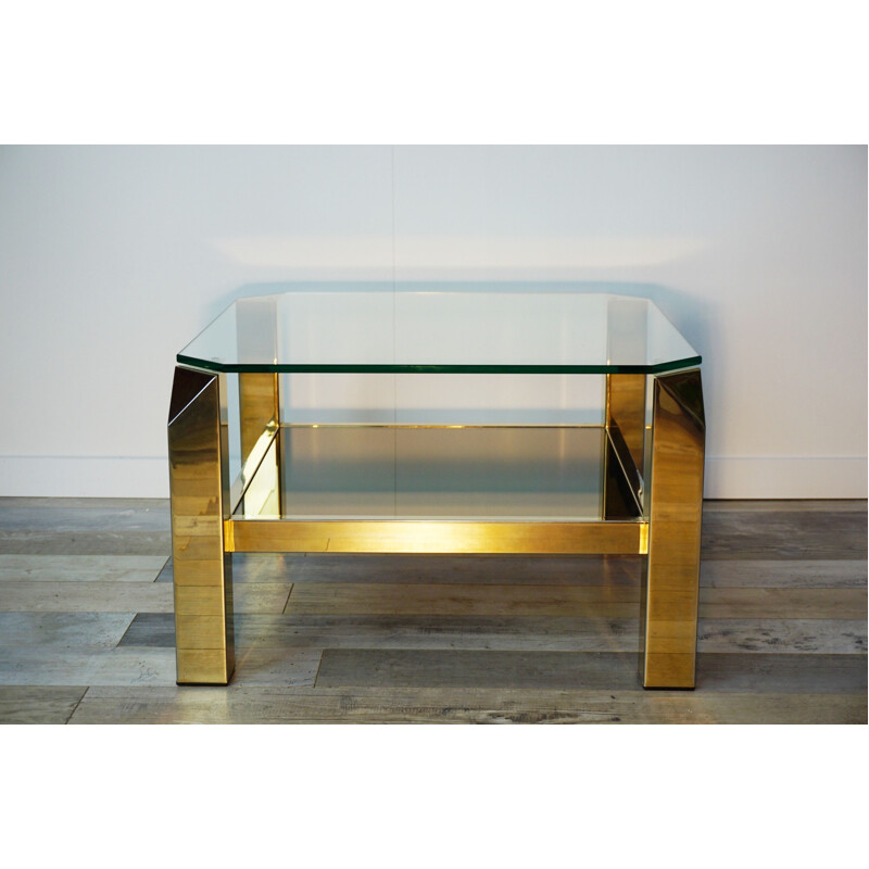 Table basse vintage dorée à l'or fin 23carats par BelgoChrom