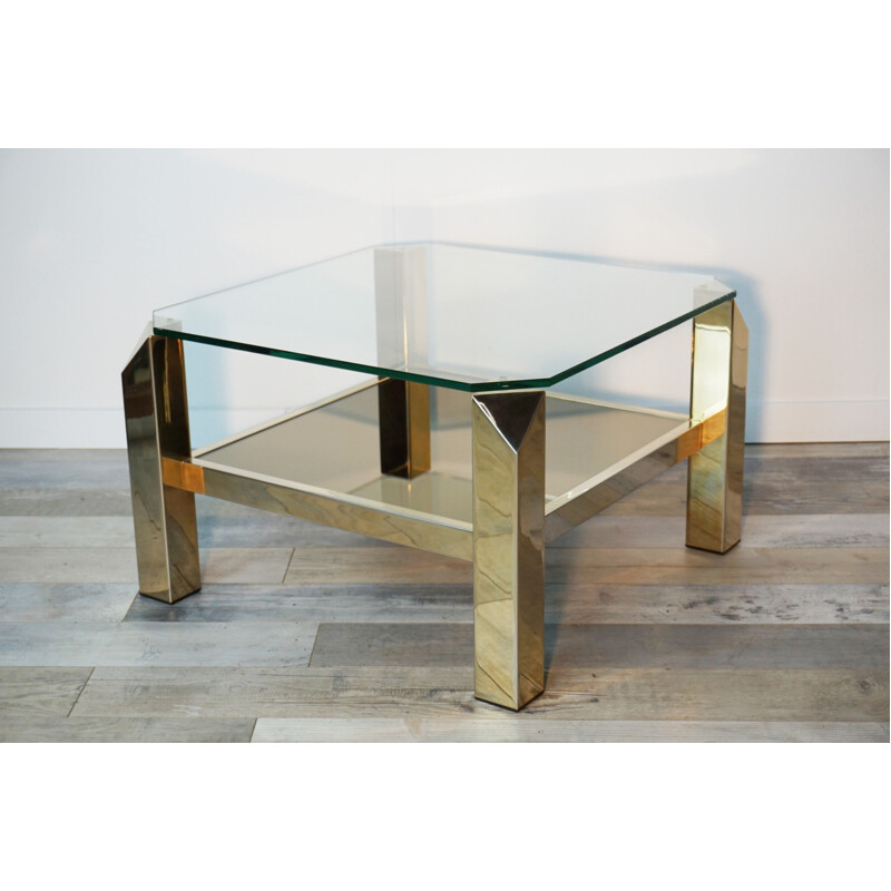 Vintage coffee table in gilded gold 23carats by BelgoChrom