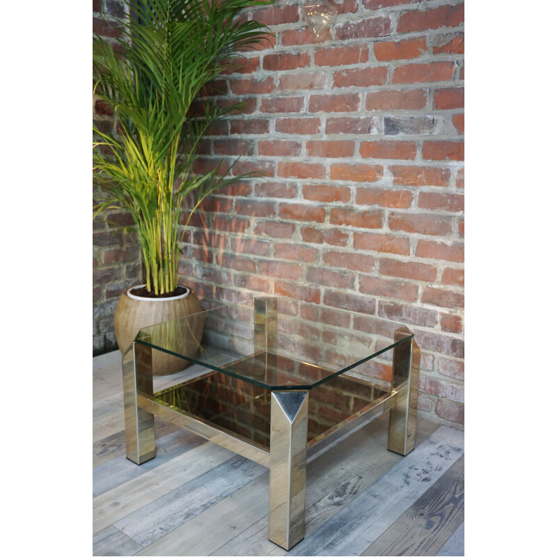 Vintage coffee table in gilded gold 23carats by BelgoChrom