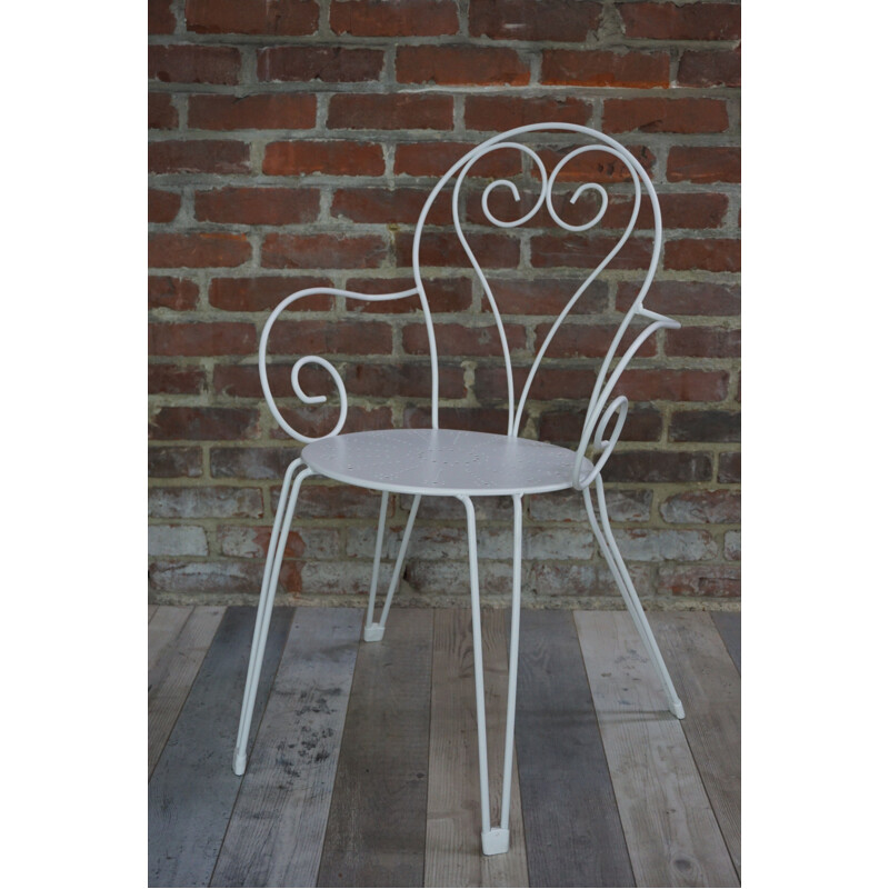 Chaise vintage en fer forgé blanc