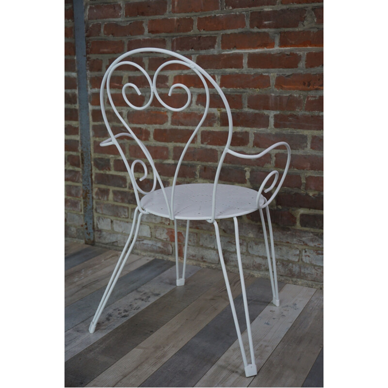 Chaise vintage en fer forgé blanc