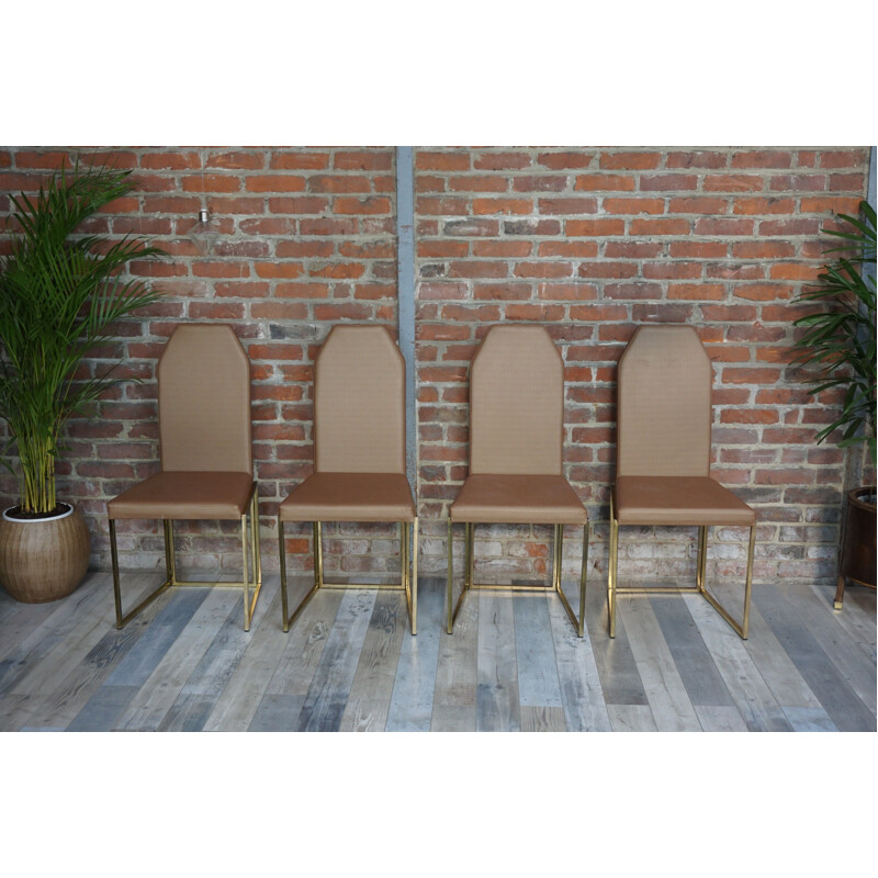 Set of 4 chairs in brass and copper Belgochrom