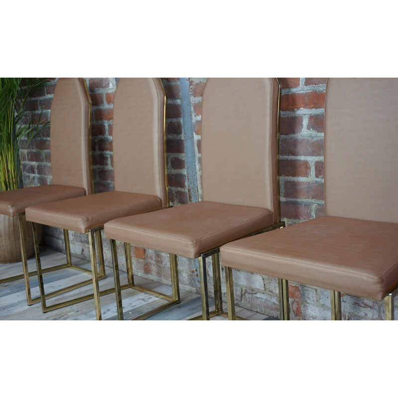 Set of 4 chairs in brass and copper Belgochrom