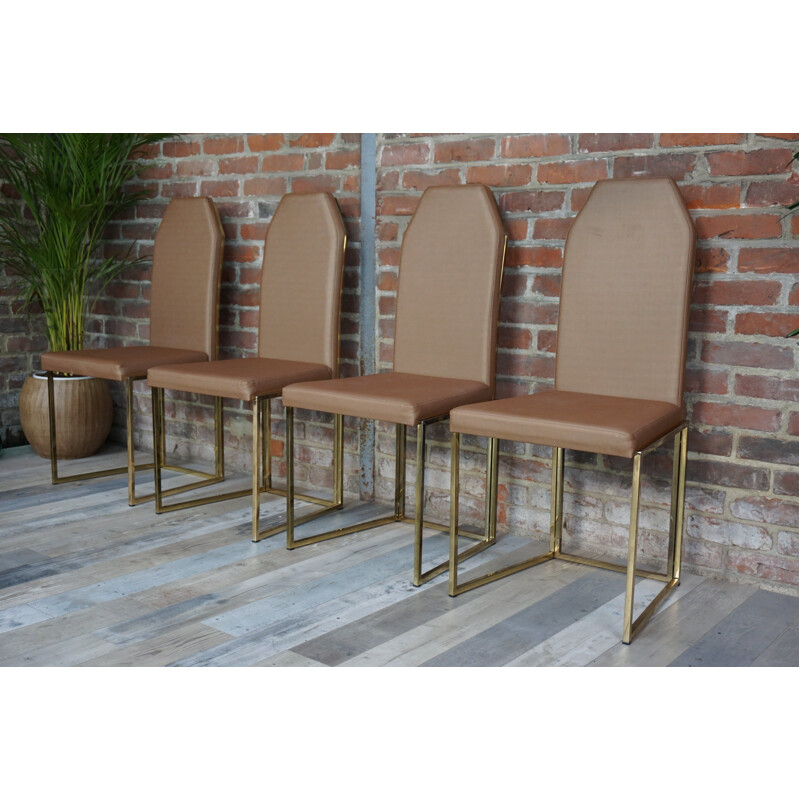 Set of 4 chairs in brass and copper Belgochrom