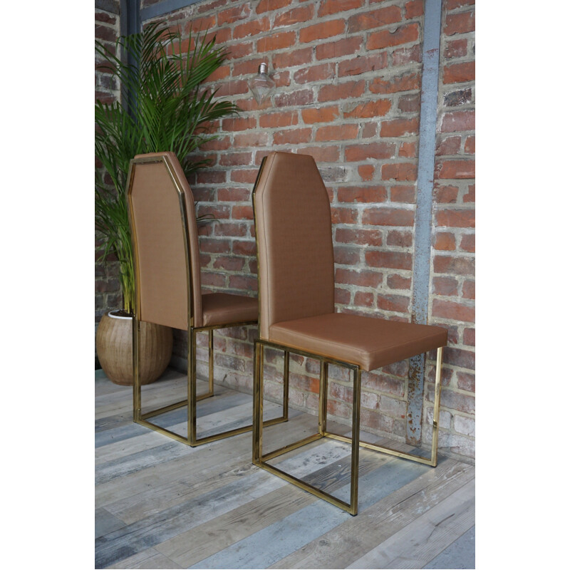 Set of 4 chairs in brass and copper Belgochrom