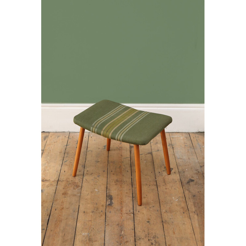 Vintage danish green striped footstool