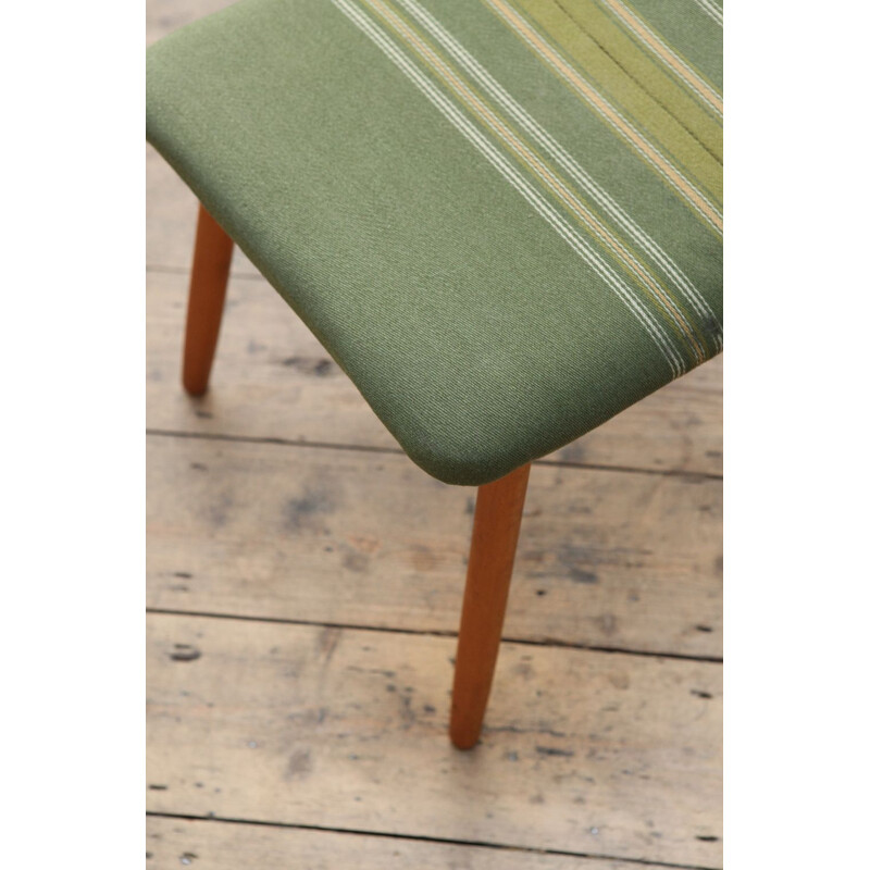 Vintage danish green striped footstool