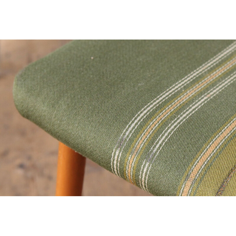 Vintage danish green striped footstool