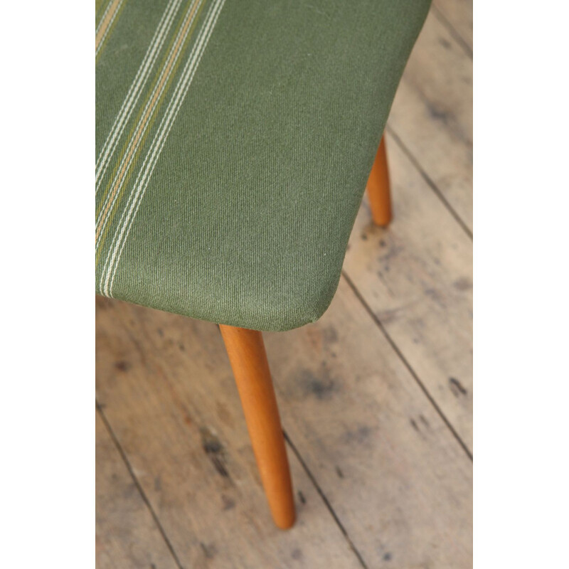 Vintage danish green striped footstool