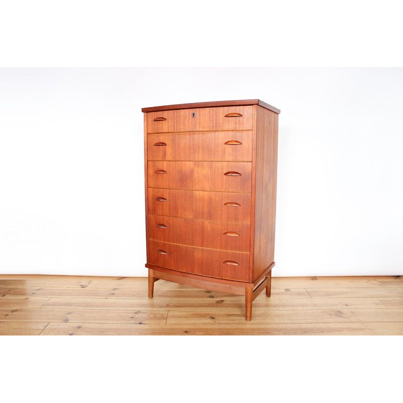 Vintage danish teak chest with 6 drawers 