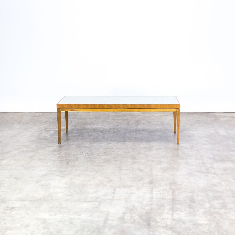 Vintage extendable coffee table in wood with ceramic tiles