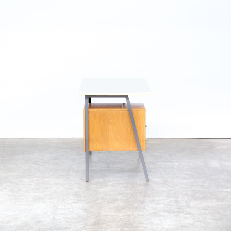 Vintage writing desk in metal and wood with formica top