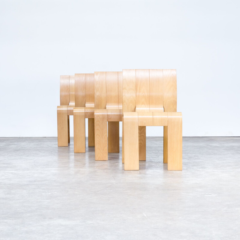 Set of 4 vintage dining chairs by Gijs Bakker for Castelijn