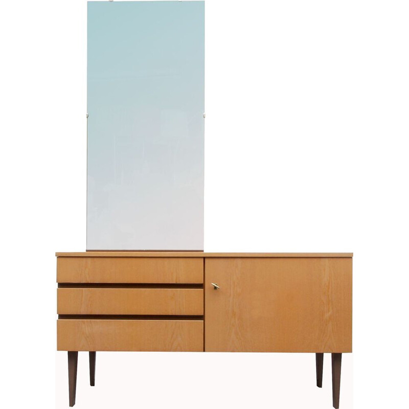 Vintage ash sideboard with mirror, Germany 1960