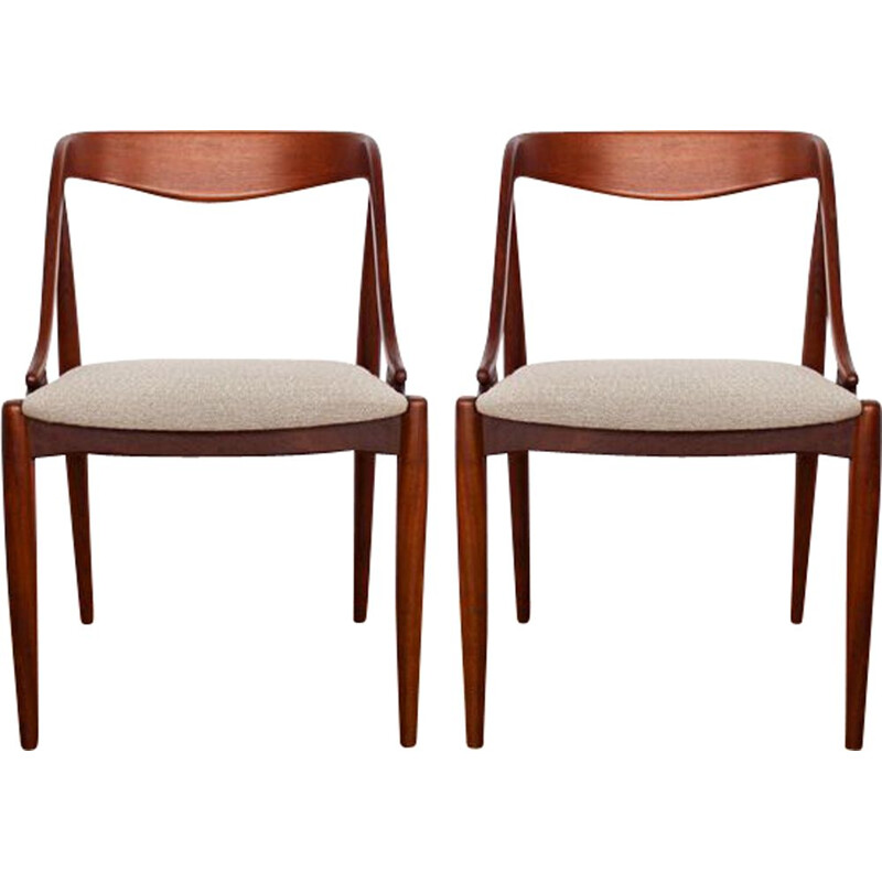 Suite de 2 chaises à repas danoises en teck par Uldim Mobelfabrik