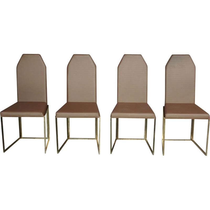 Set of 4 chairs in brass and copper Belgochrom