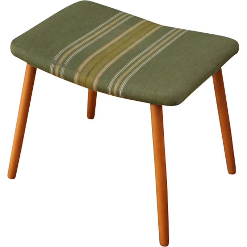 Vintage danish green striped footstool