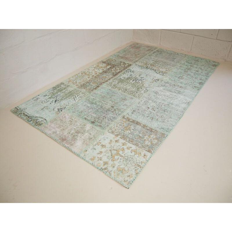 Vintage Turkish rug in light turquoise