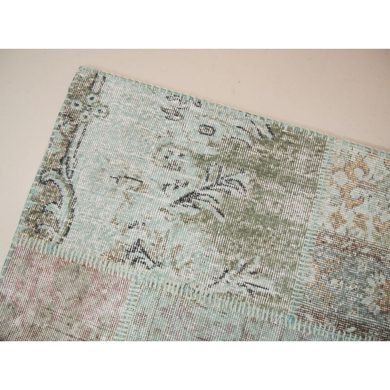 Vintage Turkish rug in light turquoise