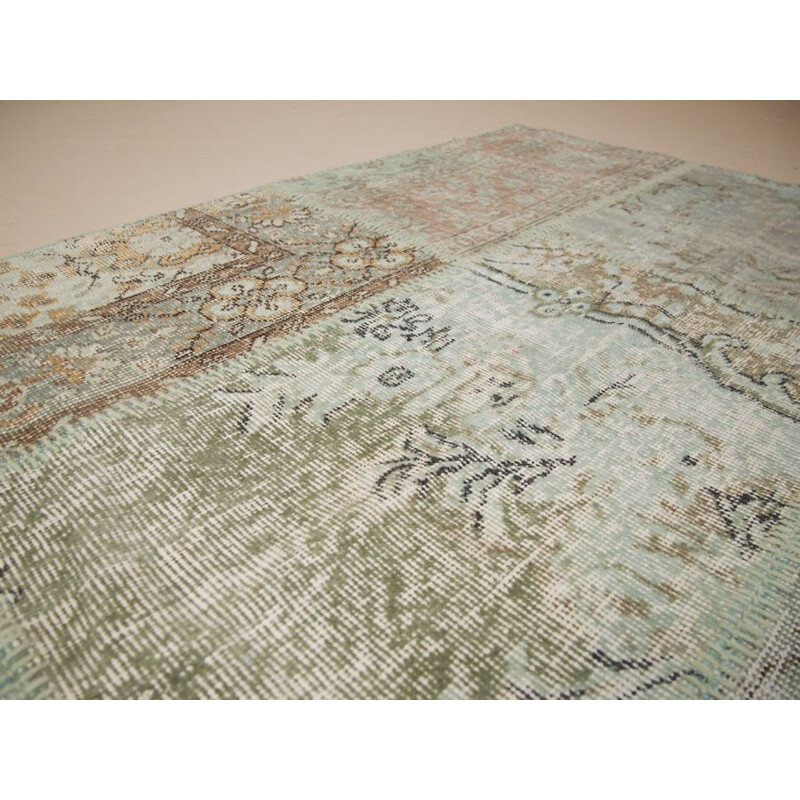 Vintage Turkish rug in light turquoise