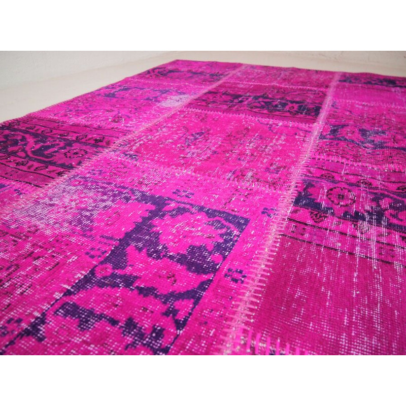 Vintage Turkish purple and pink rug