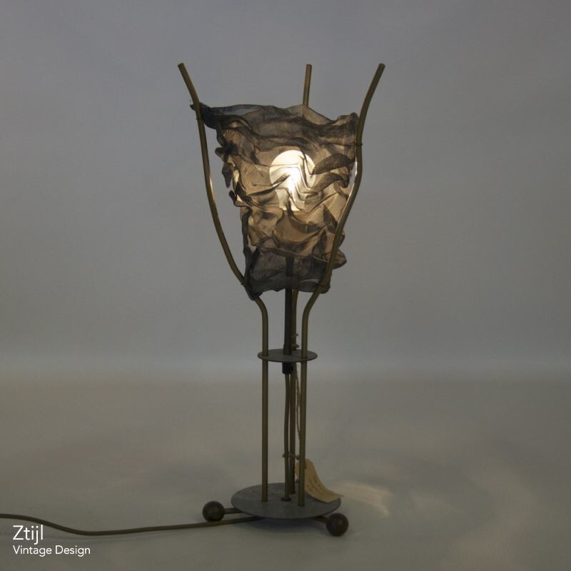 Lámpara de mesa metálica vintage de Rob Eckhardt, 1980